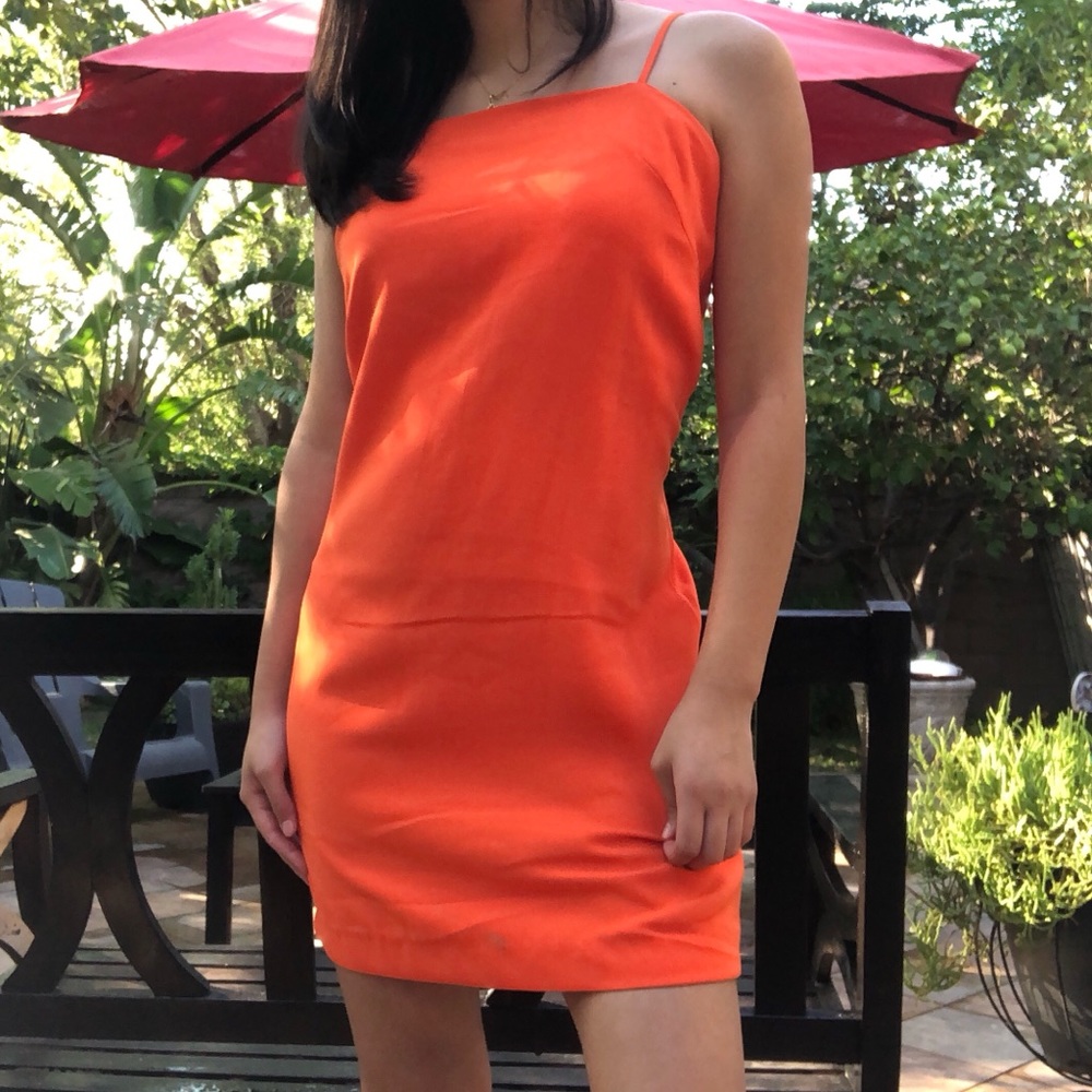Orange slip dress!